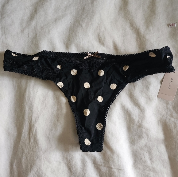 NWT Polka dot black and beige tanga panty by Blush Lingerie - Picture 3 of 4